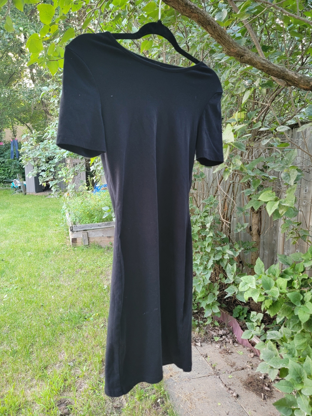 Everyday Black Midi Dress with Short Sleeves